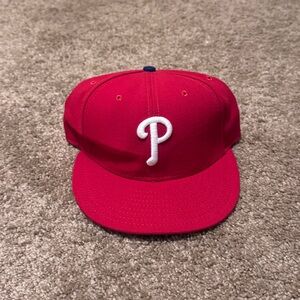 Philadelphia Phillies New Era Hat Cap Adult 7 1/8 Red MLB Baseball Logo